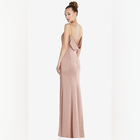 After Six by Dessy Cowl Back Long Maxi Dress Gown, Toasted‎ Sugar, Size 2, NWT - Picture 3 of 15